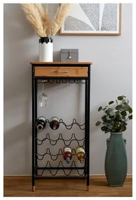 Czarno-naturalna metalowa szafka na wino liczba butelek 16, 48x95 cm Loft – Wenko