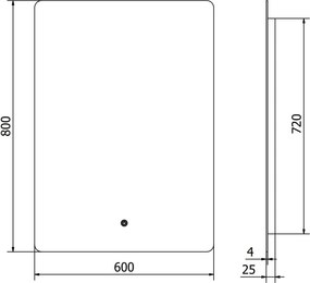 Mexen Sun lustro łazienkowe podświetlane 60 x 80 cm, LED 6000K, antypara - 9807-060-080-611-00