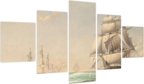 Obraz - Fitz Henry Lane, The United States Frigate President Engaging the British Squadron, reprodukcje (125x70 cm)