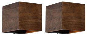 Zestaw 2 inteligentnych lamp ściennych z drewna orzechowego, w tym WiFi G9 - Transfer Rustykalny / Vintage Oswietlenie wewnetrzne
