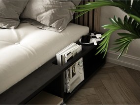 Czarne łóżko dwuosobowe z litego drewna ze schowkiem Karup Design Ziggy, 140 x 200 cm