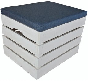 Pufa kufer skrzynia drewniana sosnowa siedzisko 50cm malowana biała