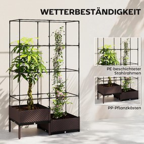 Outsunny Skrzynia do sadzenia ze stelażem do pnączy, otworami odpływowymi, plastikowymi donicami 100 x 50 x 174 cm | Aosom PL