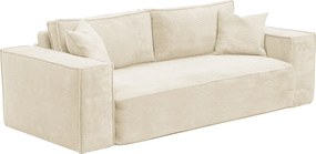 Kanapa 3-osobowa błyskawicznie rozkładana w beżowego sztruksu AMELIA - Miejsca do spania 140 cm - Materac 13 cm z pamięcią kształtu