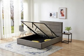 ERGO łóżko tapicerowane popiel welur welurowe 140x200