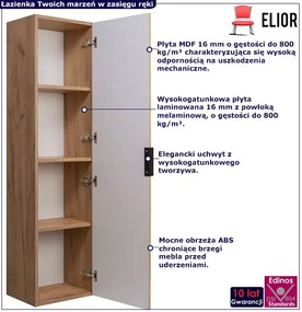 Wiszący ryflowany słupek do łazienki dąb craft złoty B2-D99