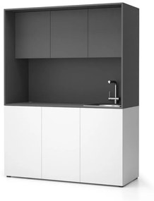 Kuchnia biurowa NIKA ze zlewem i kranem 1481 x 600 x 2000 mm, grafit, prawe