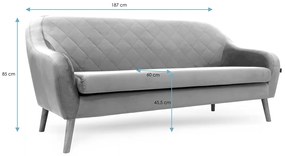 Różowa 3-osobowa sofa CORANTI VELVET