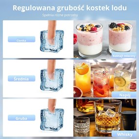 HOMCOM Komercyjna kostkarka do lodu, 36 kg/24h, stal nierdzewna, podblatowa lub wolnostojąca, srebrna | Aosom PL
