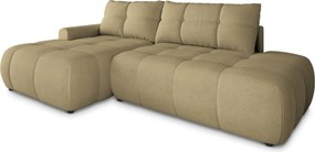 Masseno Narożnik FLUMA z funkcją spania i pojemnikiem na pościel Narozniki L, Rozkładana sofa - Musztardowy, CASTEL 48