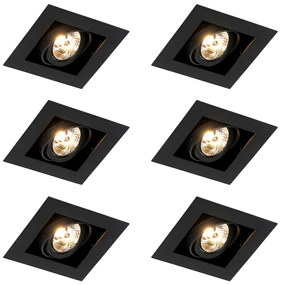 Zestaw 6 nowoczesnych regulowanych reflektorów wpuszczanych czarnych - Oneon 70