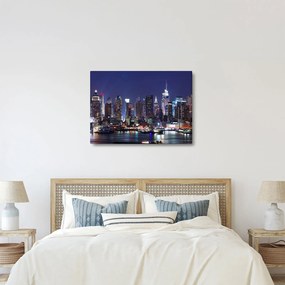 Obraz - Podświetlone nowojorskie drapacze chmur (70x50 cm)