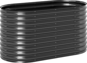 Outsunny Skrzynia na kwiaty, metalowa doniczka z bezpiecznymi krawędziami i rękawicami, otwarte dno, 160S x 80G x 80W cm, Ciemnoszary