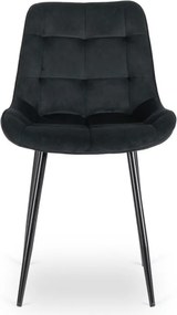Krzesło Tapicerowane do Jadalni CHRIS Czarne Welurowe Nowoczesne Loft