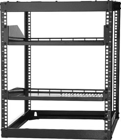 Rack do Serwera SucceBuy do Otwartej Ramy 12U Wsparcie dla Sieci Samonośny lub Ścienny, Głębokość 58.5 cm, z Wentylowanymi Półkami, Materiał Montażowy