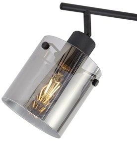 Designerski reflektor sufitowy czarny z przydymionym szkłem 4-punktowy - Domo Nowoczesny Oswietlenie wewnetrzne