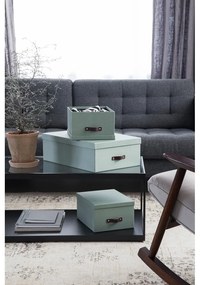 Miętowe kartonowe pojemniki z pokrywką zestaw 3 szt. 31x47x15 cm Inge – Bigso Box of Sweden