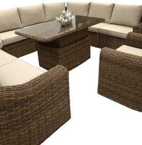 Rattanowy zestaw do jadalni modułowy BORNEO LUXURY dla 9 osób (brązowy)