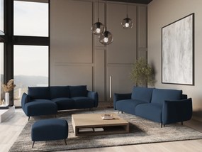 Zestaw mebli wypoczynkowych Malie, lewostronny narożnik, sofa i pufa, tkanina szenilowa