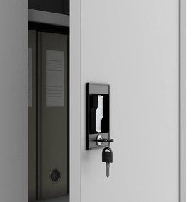 Biurowa szafa metalowa na akta JAN, 900 x 1850 x 400 mm szara