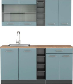 Pojedyncza kuchnia niebiesko-szary/antracytowy 160x60x81.6 r-line