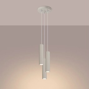 Lampa wisząca minimalistyczny Gloow, aluminium - 3 źródło światła 3000K - L.19.5 x H.108 cm - beżowy