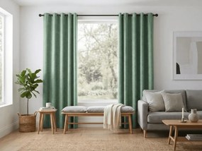 Zaciemniająca zasłona LOOM VELVET 140x250 cm, zielona Zawieszanie: Metalowe pierścienie