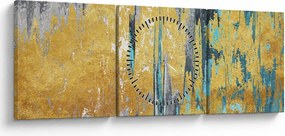Obraz - Złoty wzór (z zegarem) (90x30 cm)