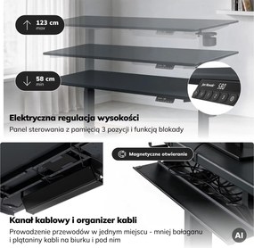 Duże biurko sit-stand do pracy Aria 160×80 cm, antracyt