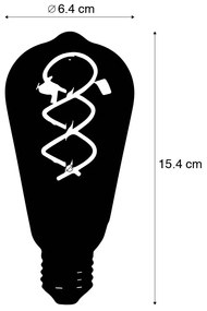 Zestaw 5 żarówek LED E27 o przyciemnianym świetle, filament skręcany ST64, dymione szkło, 120 lm, 1800 K