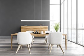 Biała lampa wisząca LED 115cm z drewna jesionowego L115KB-4K-WEIß wymi