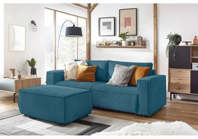 Turkusowa sztruksowa rozkładana sofa 245 cm Nihad – Bobochic Paris