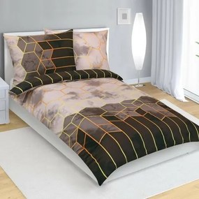 Bellatex Pościel bawełniana Plaster miodu brązowy, beżowy, 140 x 200, 70 x 90 cm