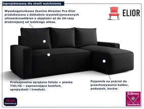 Czarny narożnik rozkładany w kształcie L A5-B94