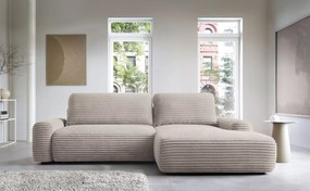 Sztruksowa kanapa narożna rozkładana taupe N0-D86