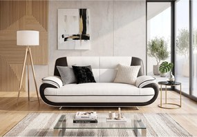 Sofa PALERMO 3-osobowa – elegancka sofa do salonu w ekoskórze SOFT biało- czarnej