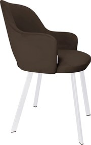 Krzesło Milano tkanina Welur noga metalowa : Kolor nogi - Biały profil, Kolor tkaniny - VELVET - MG05, Typ siedziska - Siedzisko obrotowe 360°