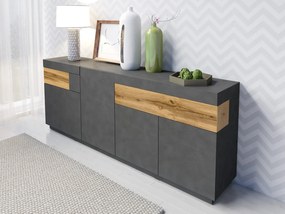 Komoda SILKE 4D2S 219cm matera/dąb wotan HELVETIA