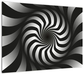 Obraz na szkle - Abstrakcyjny obraz czarno - białej spirali (70x50 cm)