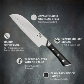 Zelite Infinity by Klarstein Razor-Edge Nóż Santoku