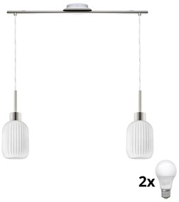Żyrandol LED na linkach HARMA 2xE27/60W/230V matowy chrom/biały