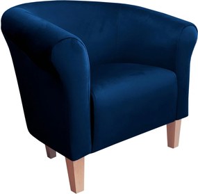 Fotel Milo tkanina Welur wygodny fotel tapicerowany do salonu i sypialni : Kolor nogi - Drewno, Kolor tkaniny - VELVET - MG16, Wysokość nogi - 15 cm