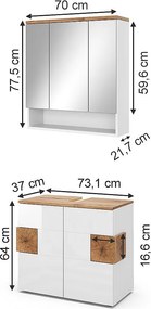 Zestaw mebli łazienkowych biały 73x37x64 eden