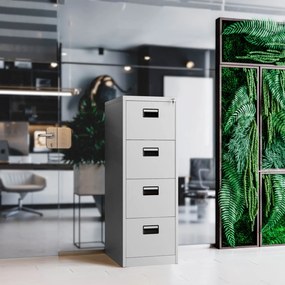 Metalowa szafka kartotekowa 46x62x132 cm Sara V4, szara