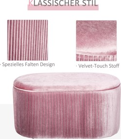 HOMCOM Ławka tapicerowana z pojemnikiem styl francuski elegancka różowa aksamitna do salonu | Aosom PL