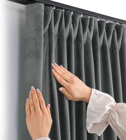 Ciemnoszara aksamitna zasłona częściowo zaciemniająca (dimout) 530x270 cm Velto – Filumi