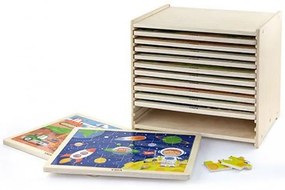Puzzle drewniane 12 układanek po 24 puzzle na regale viga toys