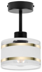 Lampa sufitowa czarna jednopunktowy spot z białym abażurem T-1010SC-WE