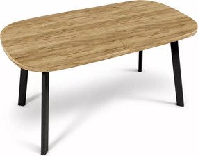 Nowoczesny stół Simris z funkcją rozkładania, zaowalony blat z płyty laminowanej i metalowymi nogami