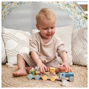 Tooky toy kolejka drewniana ze zwierzątkami  klocki układanka montessori
